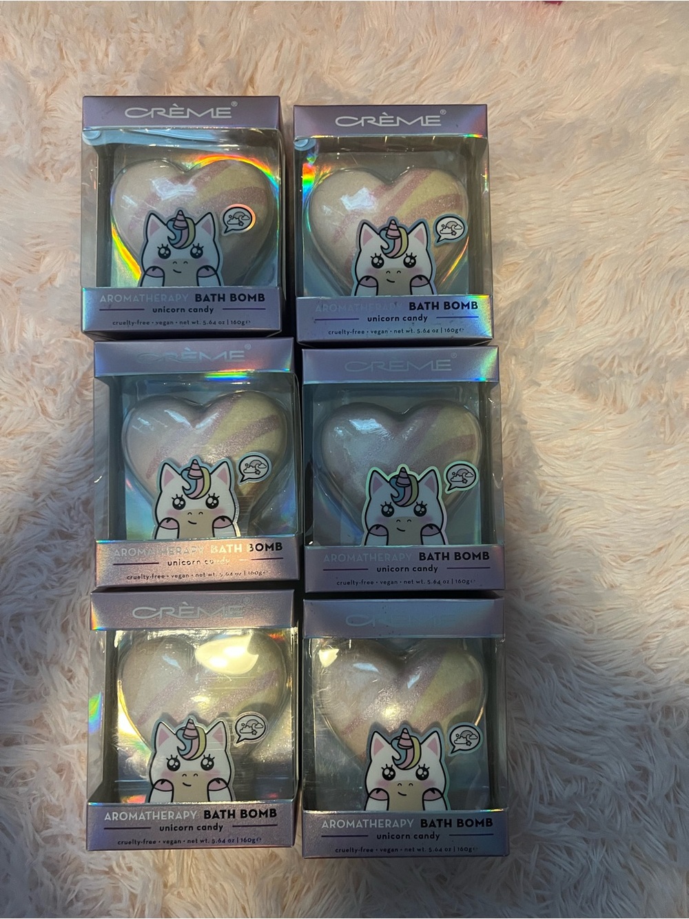 6pcs. The Crème Shop Creme Aromatherapy Bath Bomb Unicorn Candy